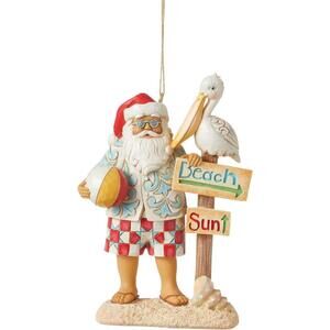 Heartwood Creek Coastal Santa Beach Signs Pelican Ornament